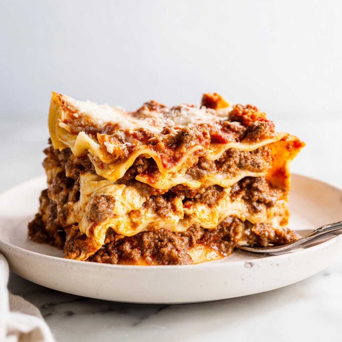 Golden brown Slow Cooker Lasagna in a slow cooker; garnish with vibrant fresh parsley.