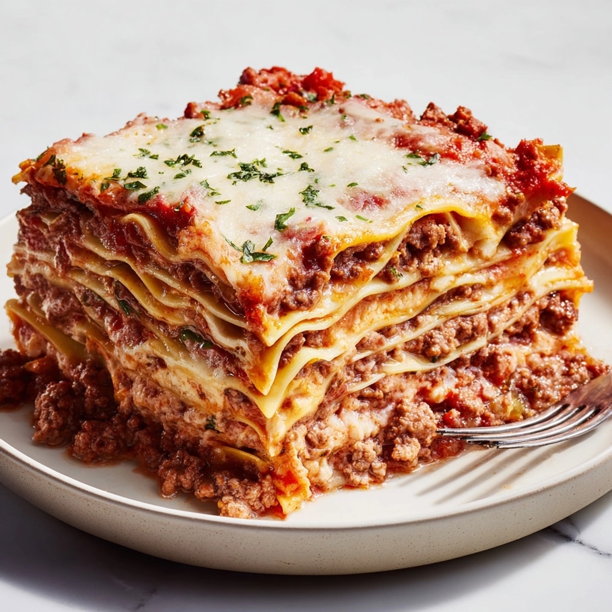 Layers of rich, meaty sauce and melted mozzarella in comforting homemade Slow Cooker Lasagna.