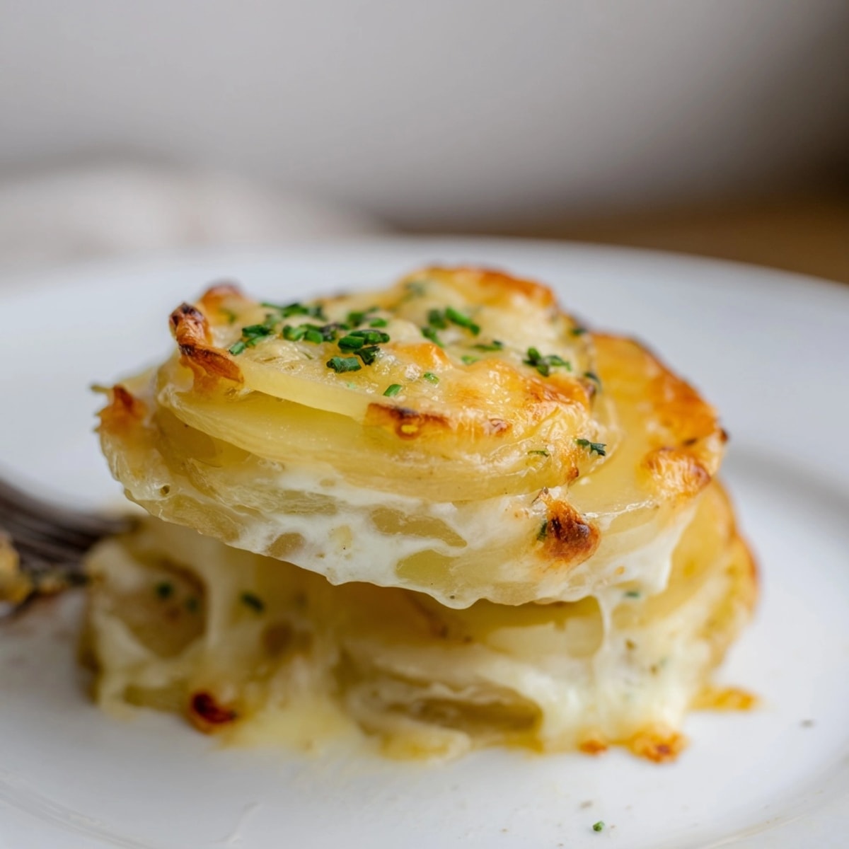 Individual mini potato gratins, nestled in a muffin tin, showcase perfectly browned, cheesy perfection.