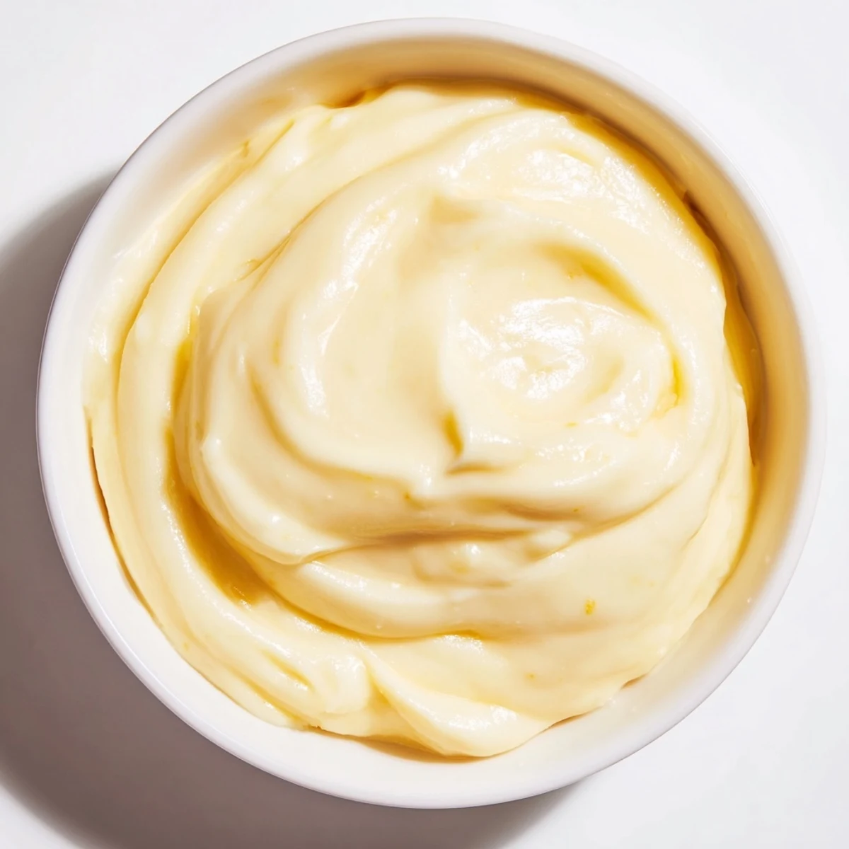 A close-up of creamy filling, perfectly smooth and glistening, ready to fill a delicious dessert.