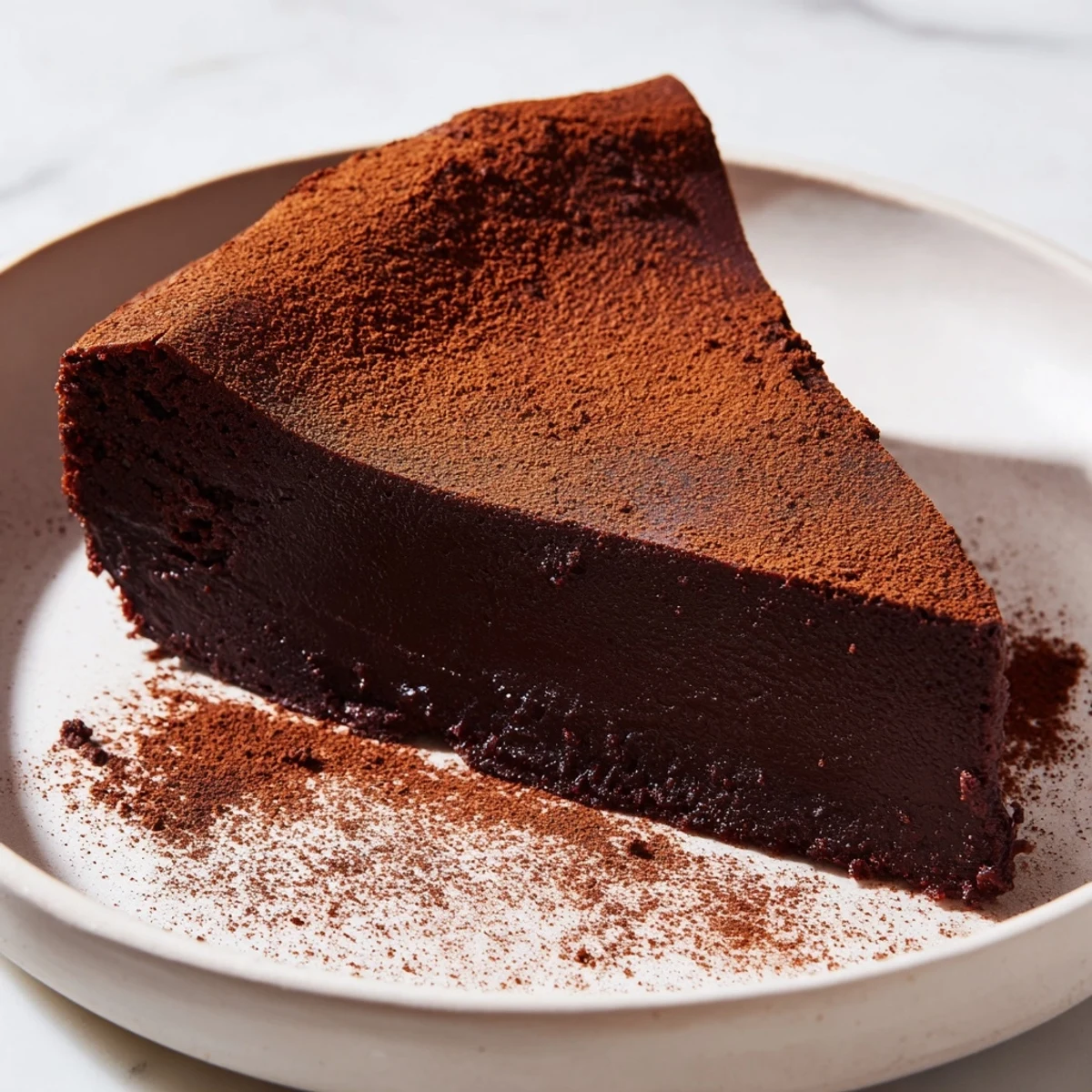 Rich, dark, and fudgy: This flourless chocolate cake looks incredibly moist and delicious.