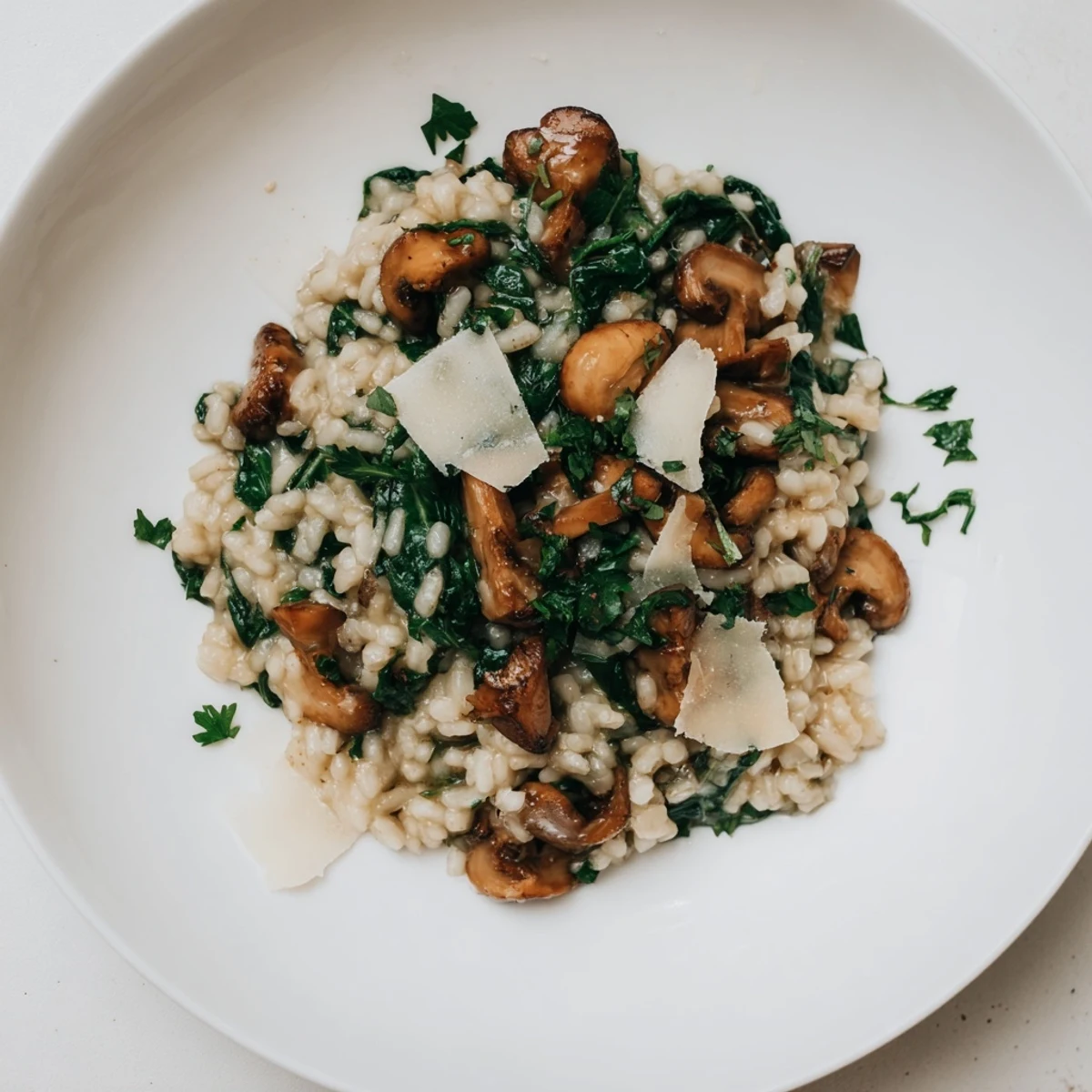 Creamy Mushroom Spinach Risotto