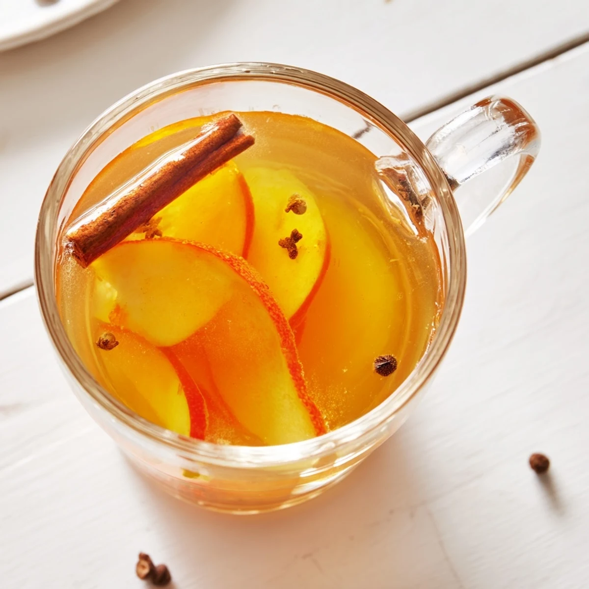 See the vibrant orange slices and cloves infusing into the rich Spiced Hot Apple Cider.
