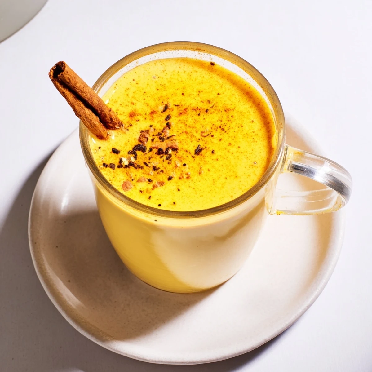 Fragrant Spiced Golden Milk with turmeric, simmering gently, promises a soothing, delicious beverage.