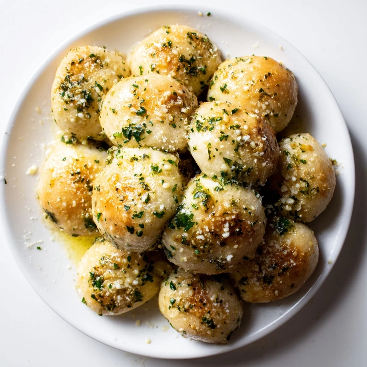 Warm and pillowy garlic knots, a delicious Italian-American appetizer, baked to a golden hue.