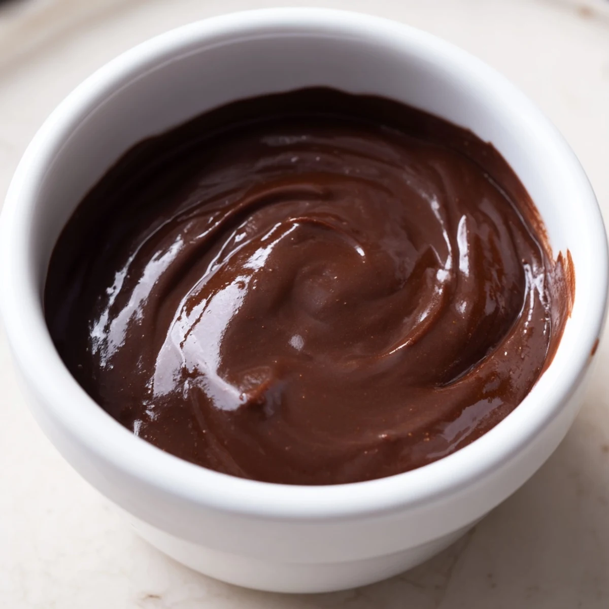 Melt-in-your-mouth chocolate pudding, rich and dark, garnished with a dollop of fresh whipped cream.