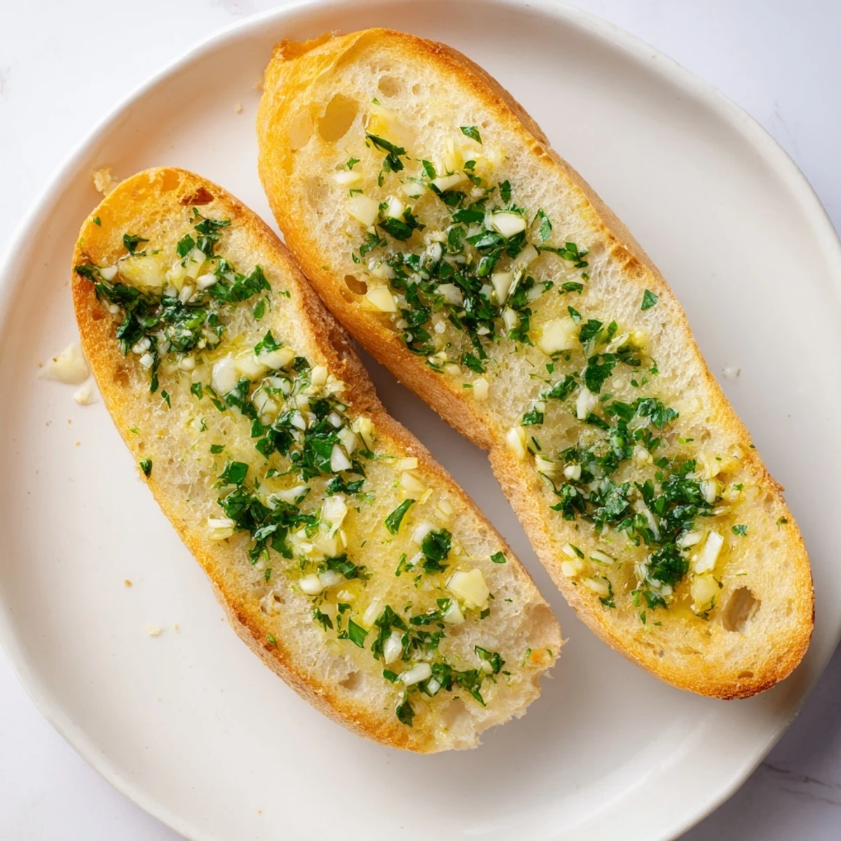 Perfectly baked and golden, this garlic bread with Parmesan offers a delicious aroma before the first bite.