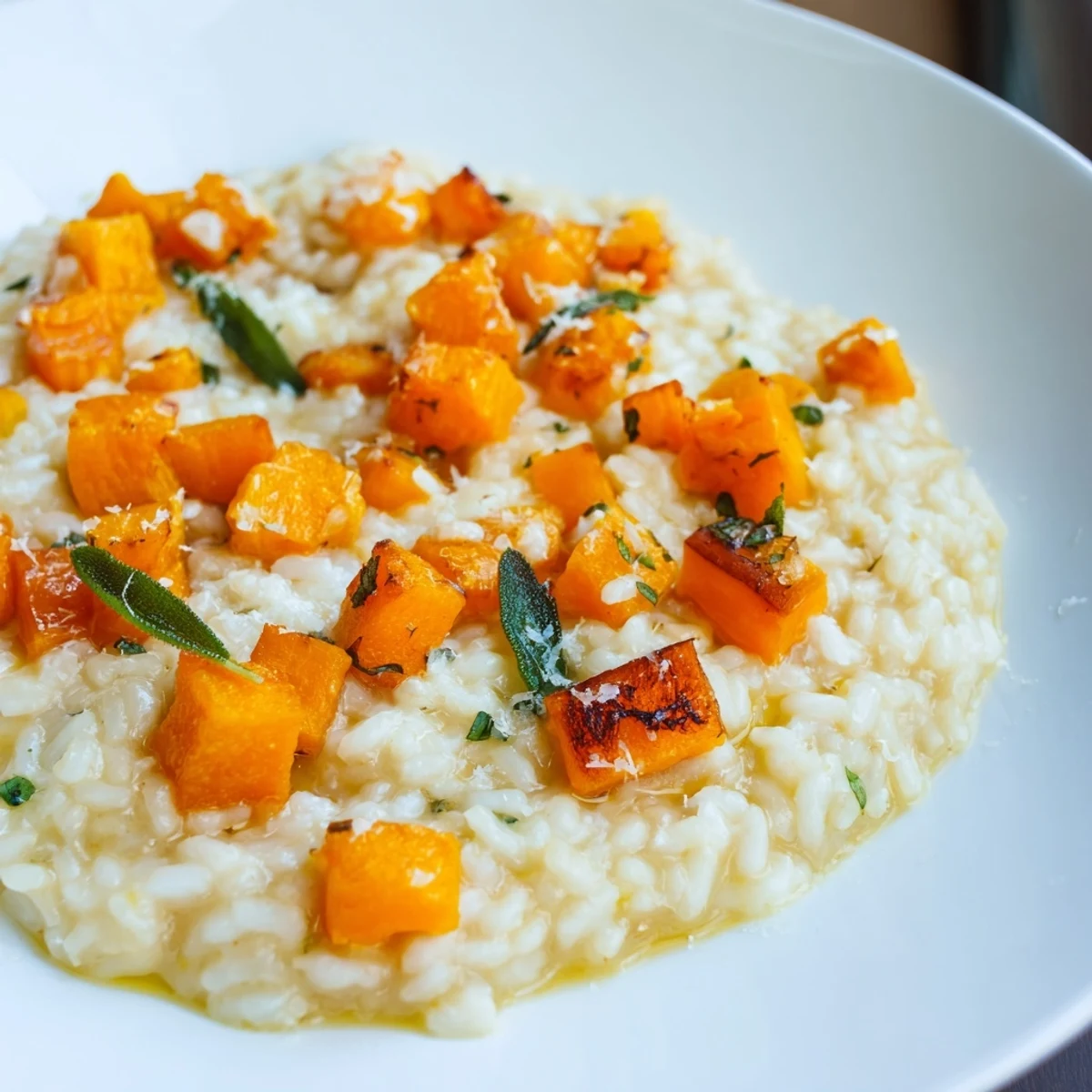 Savory Creamy Winter Squash Risotto: a comforting, vegetarian Italian meal with perfectly cooked Arborio rice and roasted squash.