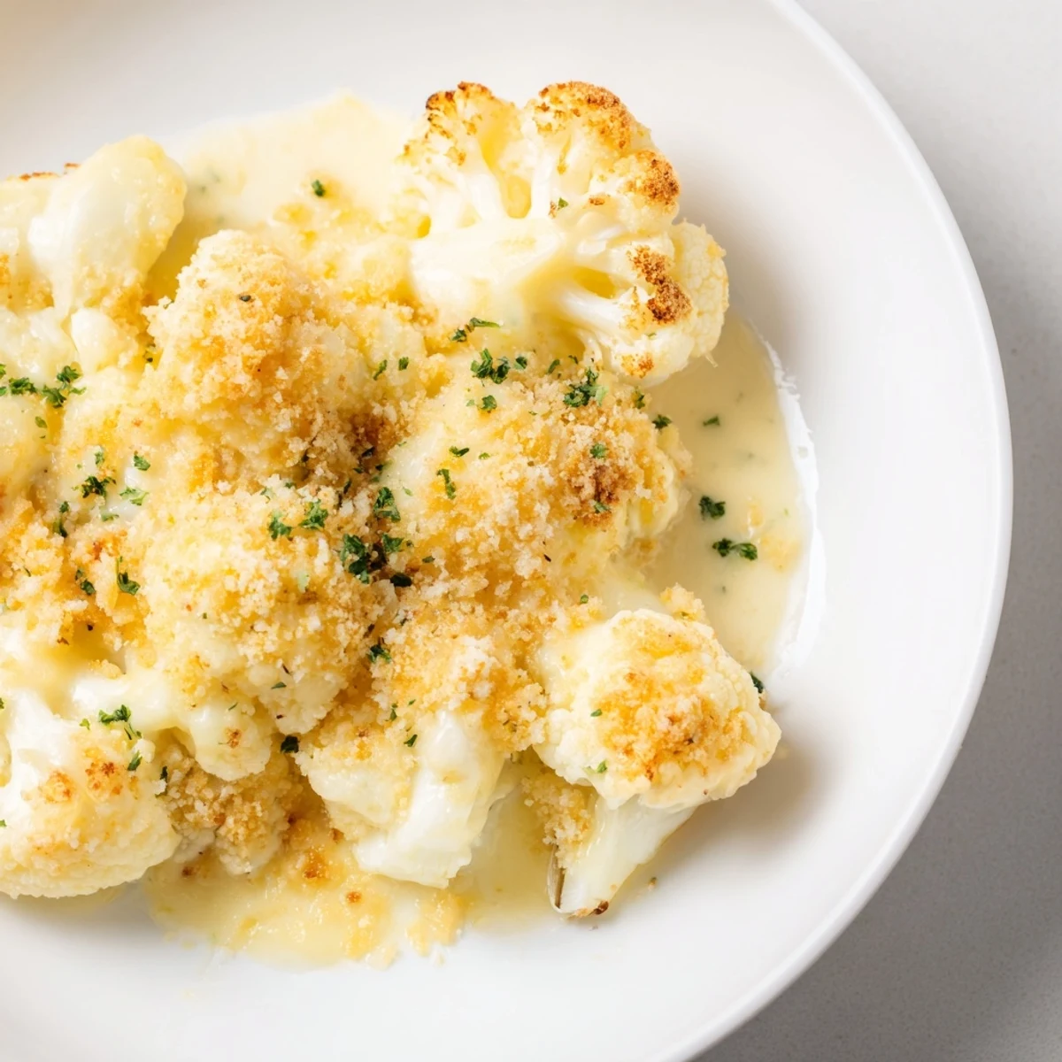 Golden, bubbling Creamy Cauliflower Cheese, a comforting British vegetarian side dish, looks delicious!