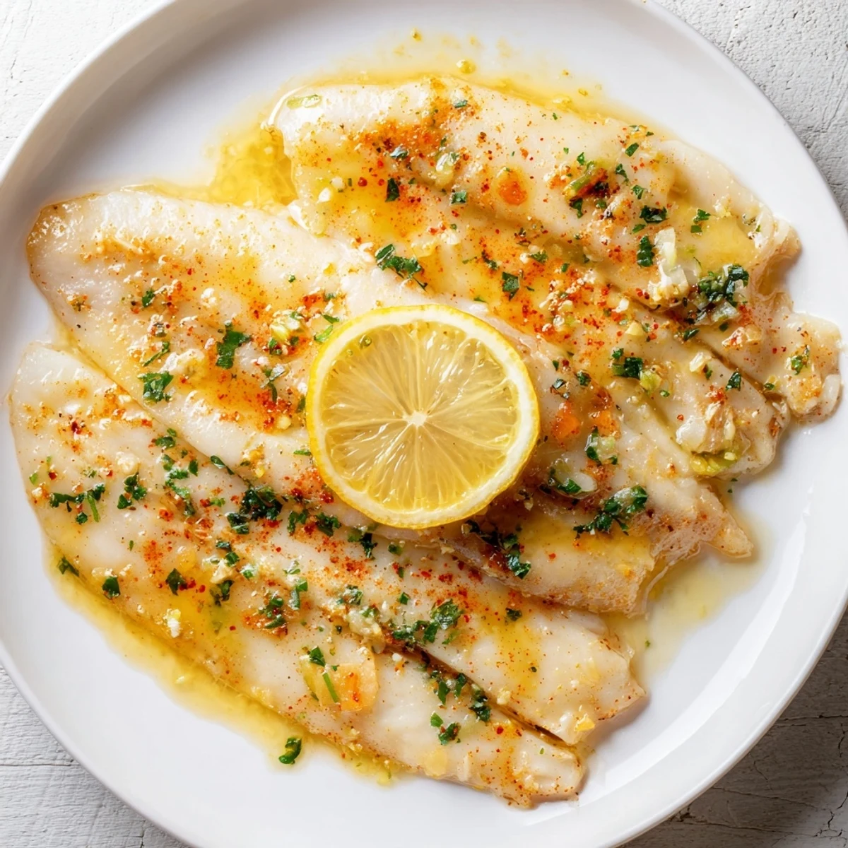 Flaky Baked Tilapia with Lemon Butter, offering a bright and zesty flavor for a light meal.
