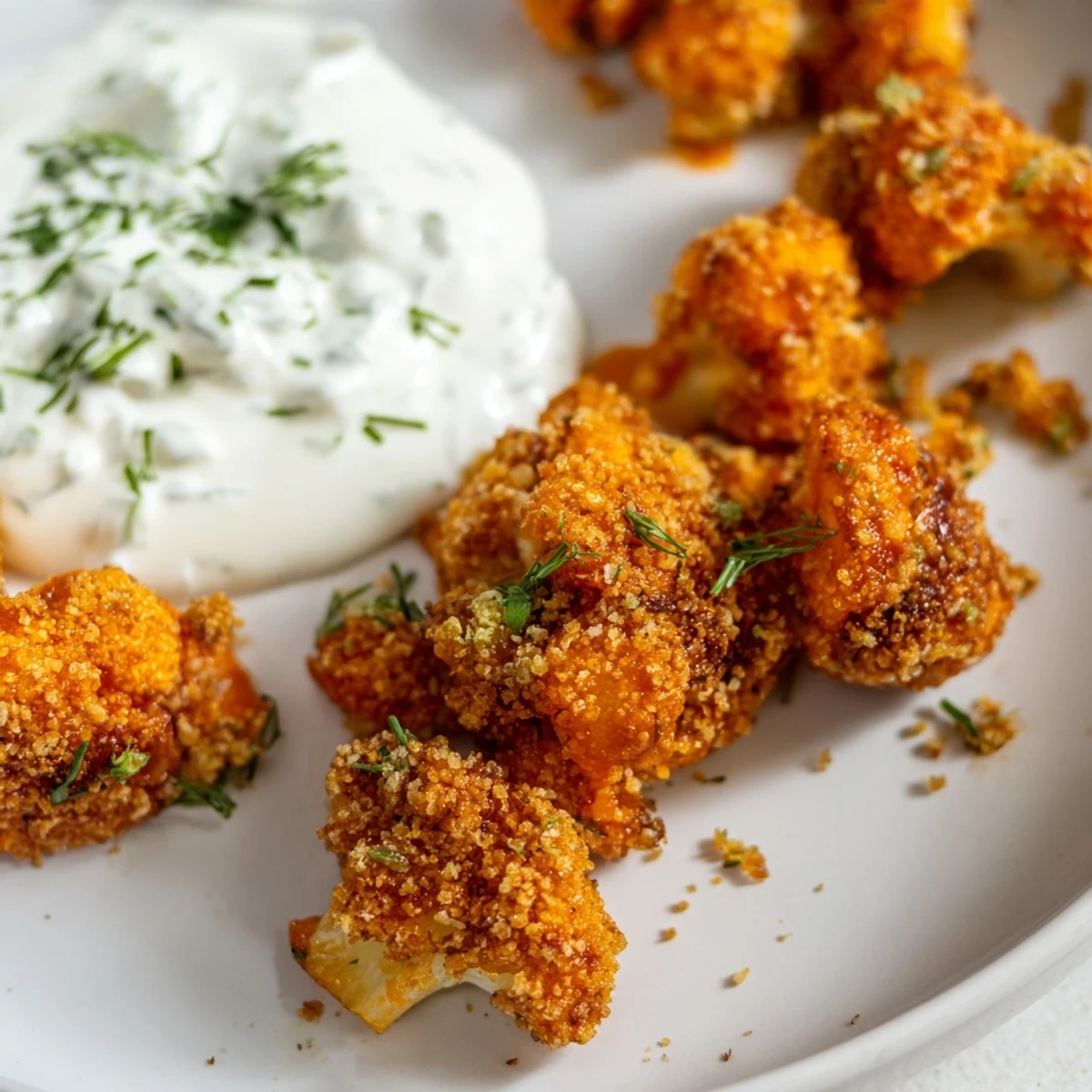 Tossed in spicy buffalo sauce, these baked cauliflower florets offer a vegetarian game day bite.