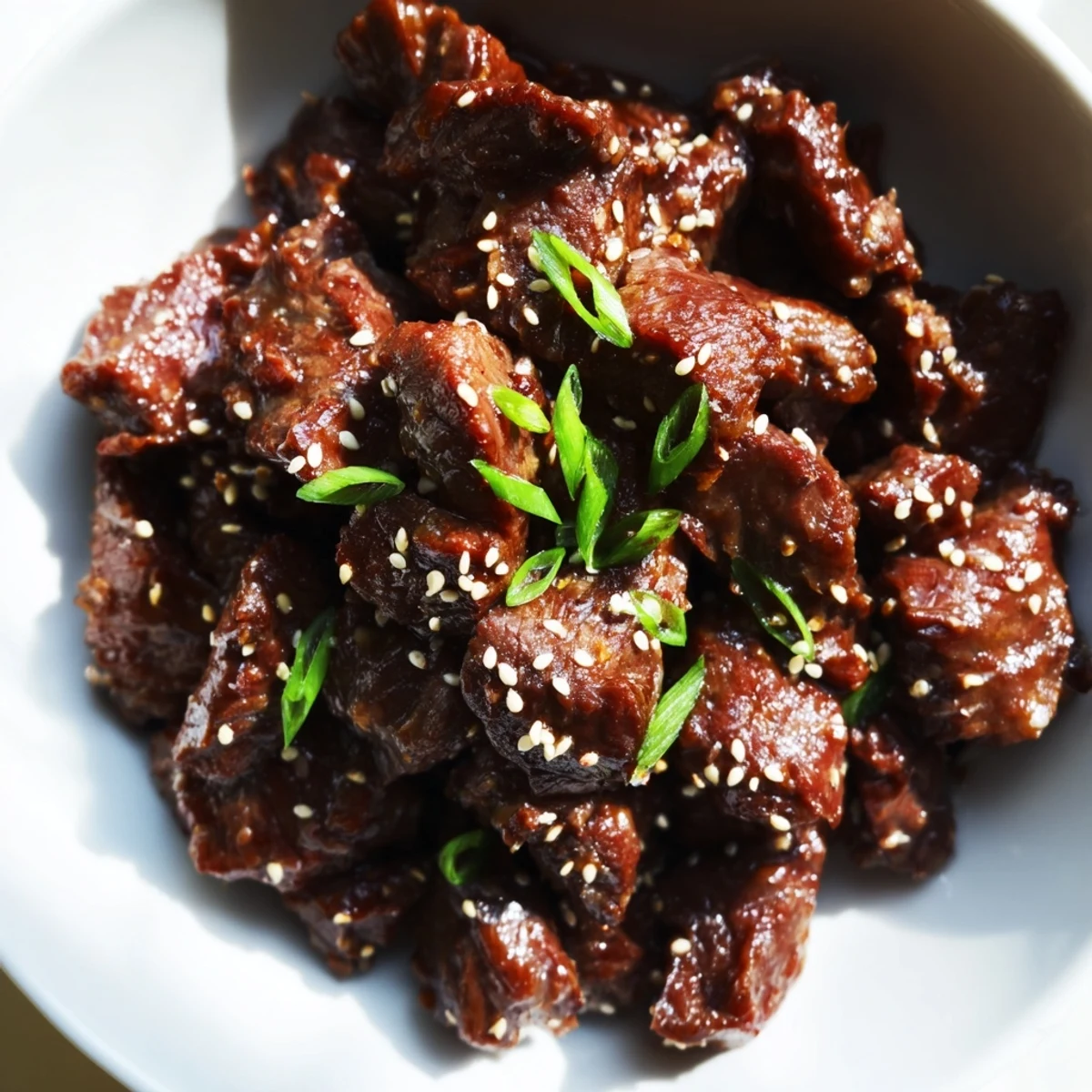 Savory Crock Pot Korean Beef, loaded with onions and served with lettuce wrap garnishes.