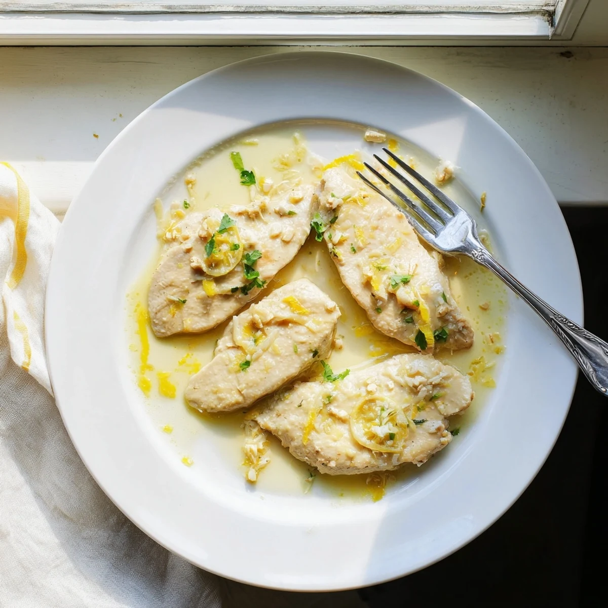 Tender chicken coated in a velvety lemon-Parmesan cream sauce, served steaming hot in a skillet with a sprinkle of red pepper flakes. Creamy Parmesan Lemon Chicken offers restaurant-quality Italian-American flavor for your weeknight meal.