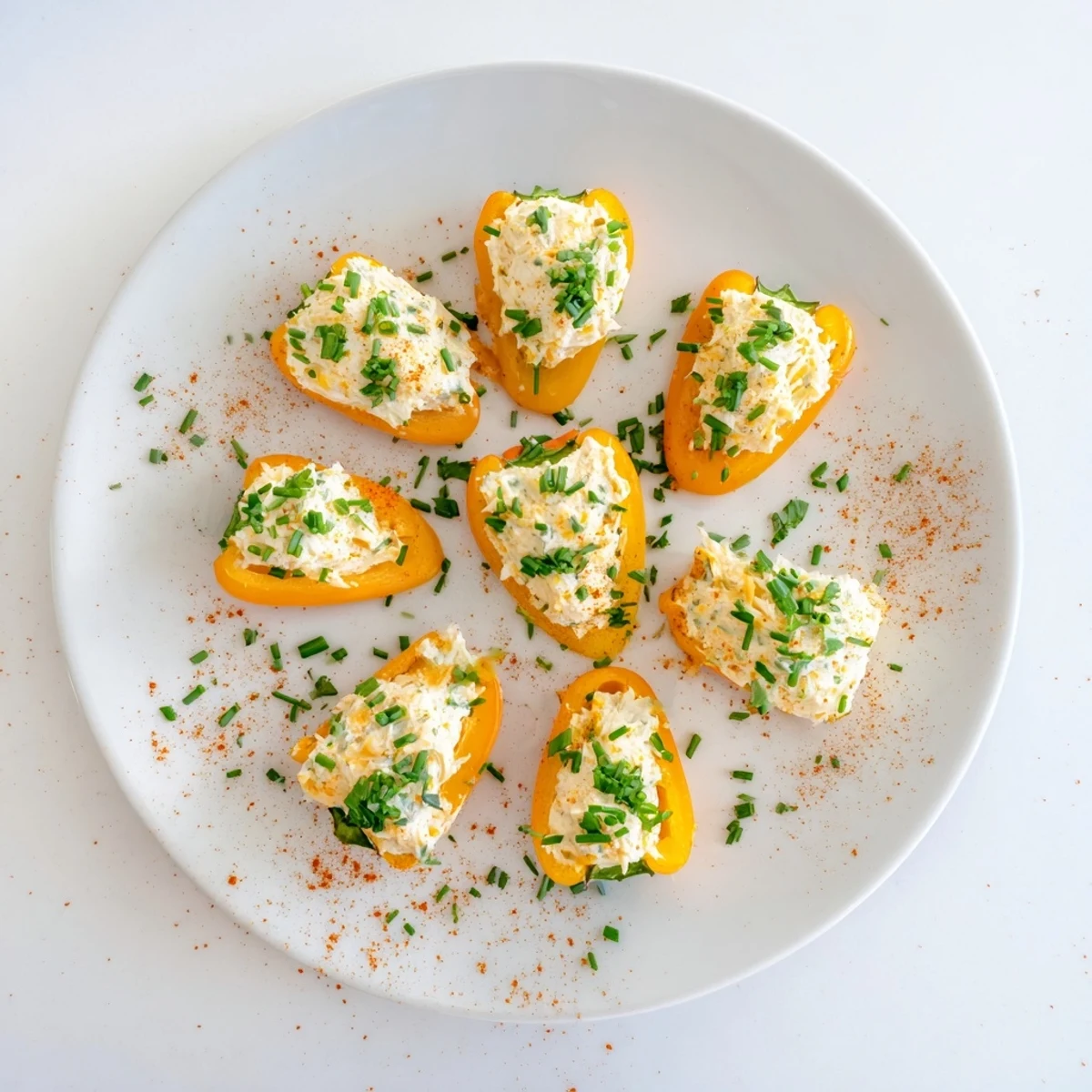 Colorful roasted mini peppers filled with savory cream cheese blend, served warm as an easy gluten-free appetizer