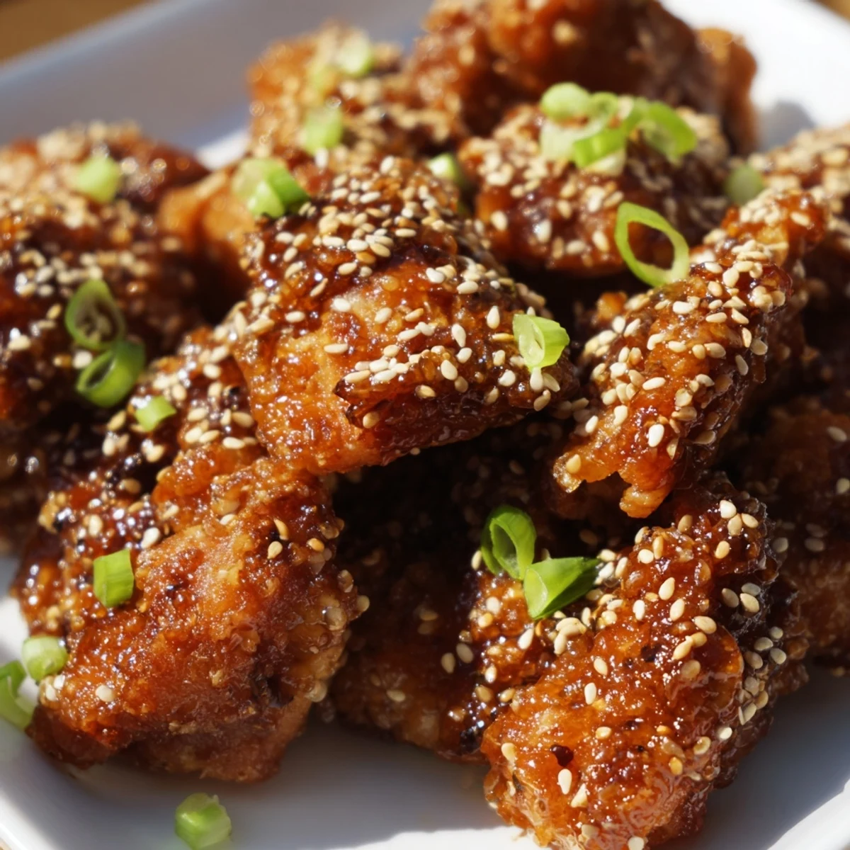 Crispy chicken thighs tossed in sweet savory garlic ginger glaze over fluffy white rice