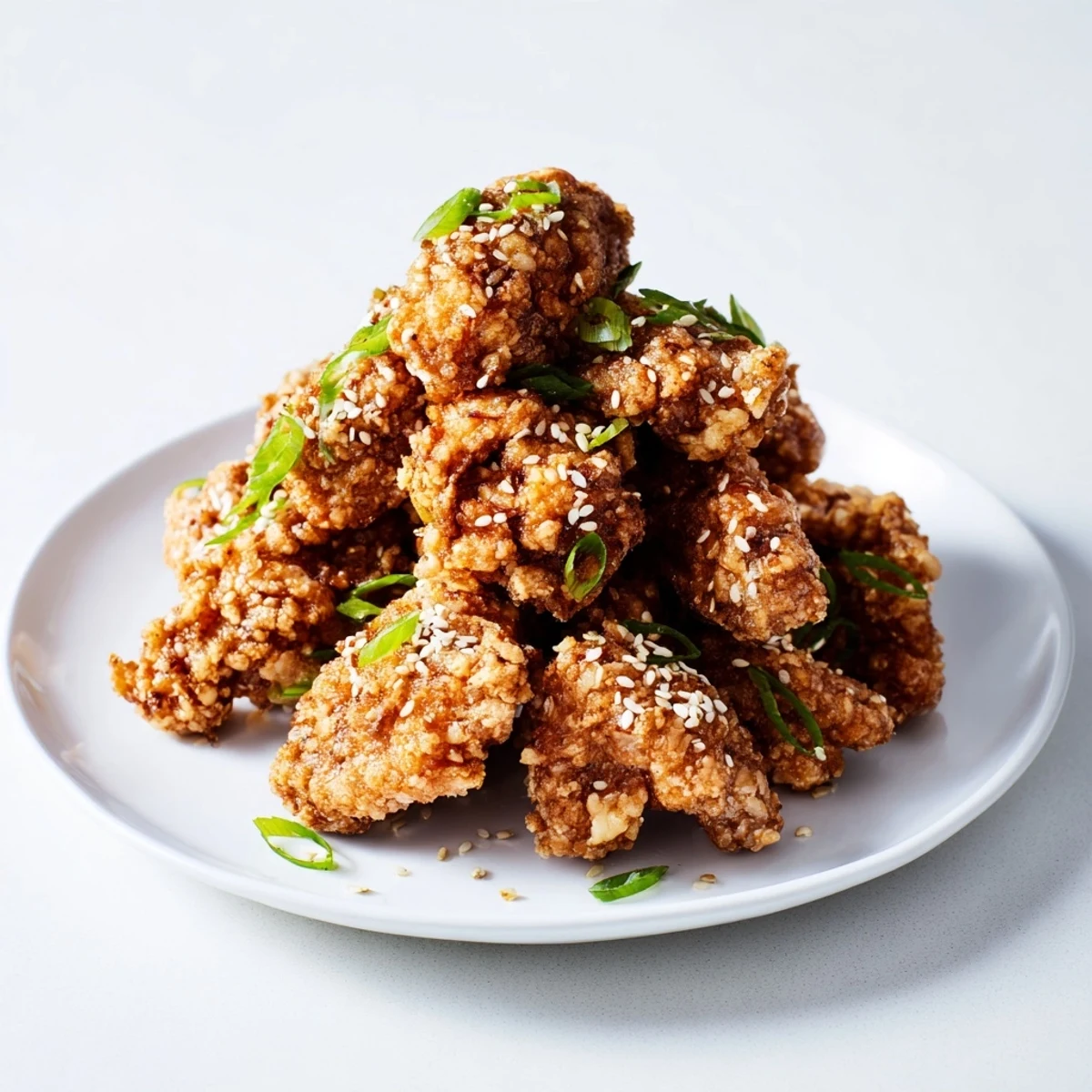 Juicy fried Hawaiian Mochiko Chicken served on white rice with lemon wedges on the side