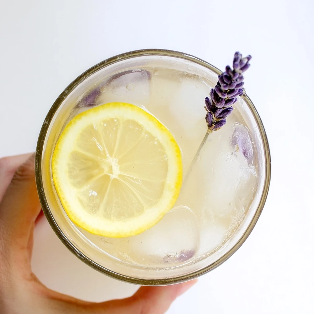 Golden yellow lavender lemonade poured into tall glasses with ice and lemon wedges for a summer party