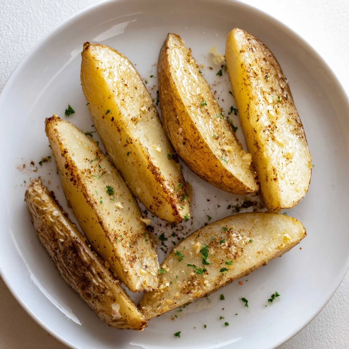 Seasoned Potato Wedges sizzling on sheet pan, ready with ketchup dipping