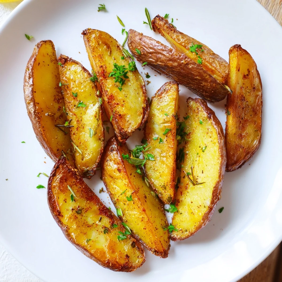 Herby garlic and paprika Potato Wedges, oven-baked and served with aioli