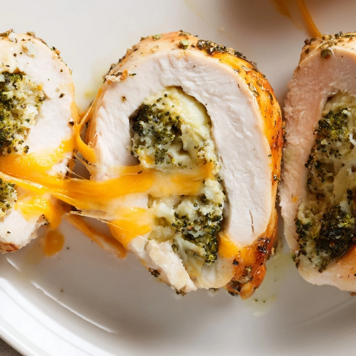 Broccoli Cheese Stuffed Chicken Breast with bubbling cheddar and golden-brown crust.