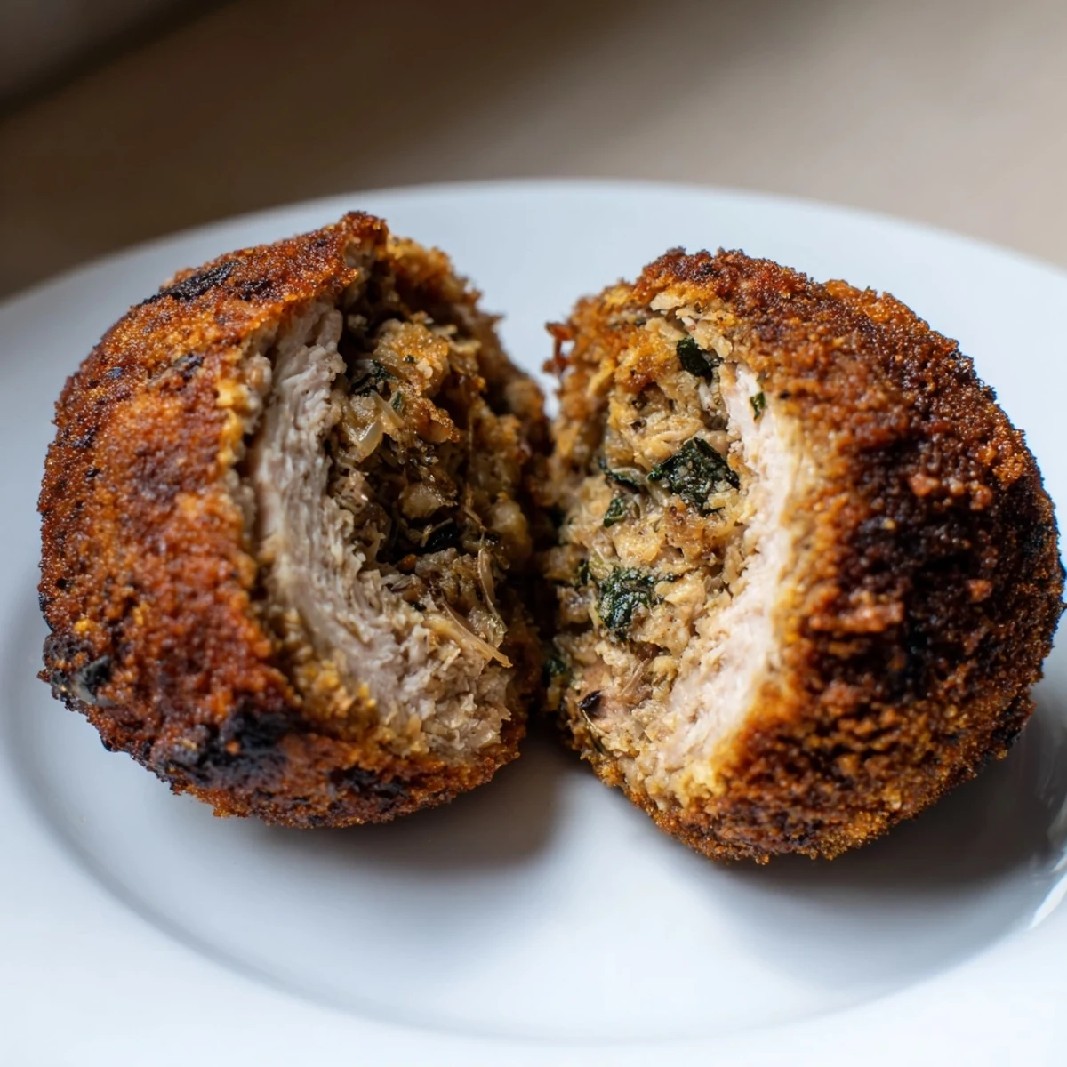 Golden baked Sage Onion Chicken Balls steaming on a tray, sweet onion  