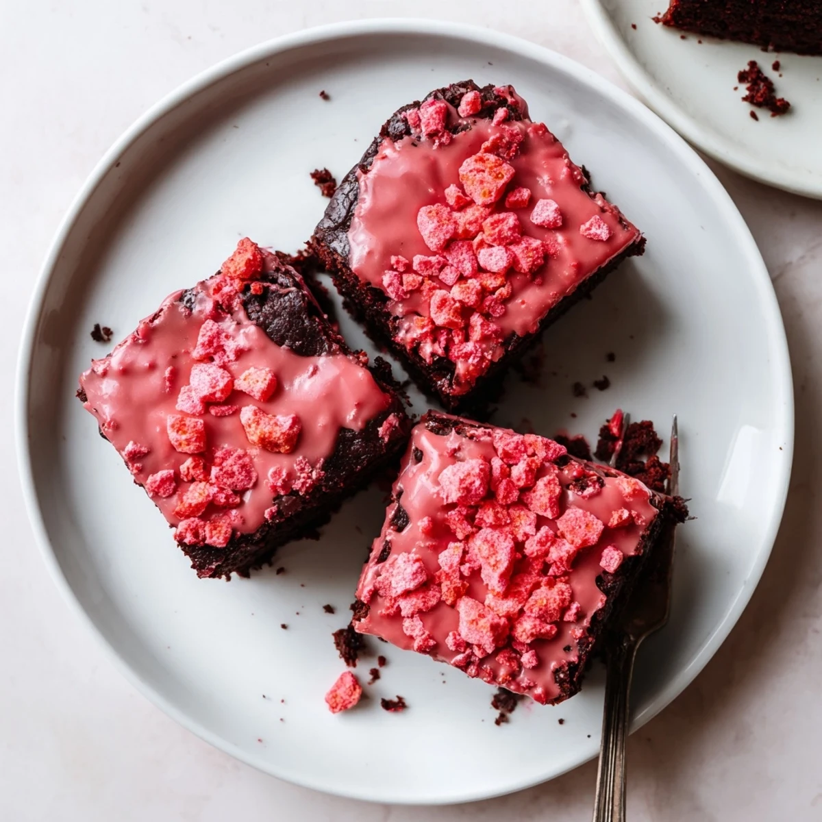 Warm Strawberry Brownies Recipe cooling on parchment, aroma of fresh strawberries.
