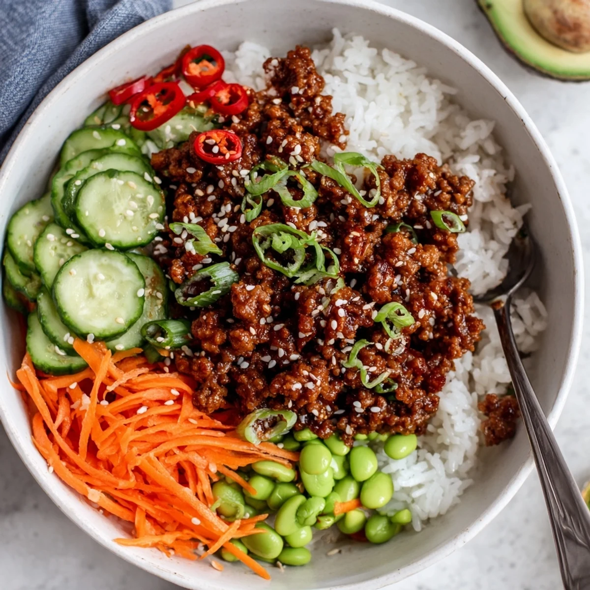 Viral Ground Beef Hot Honey Bowl: glossy sweet and spicy beef over fluffy rice