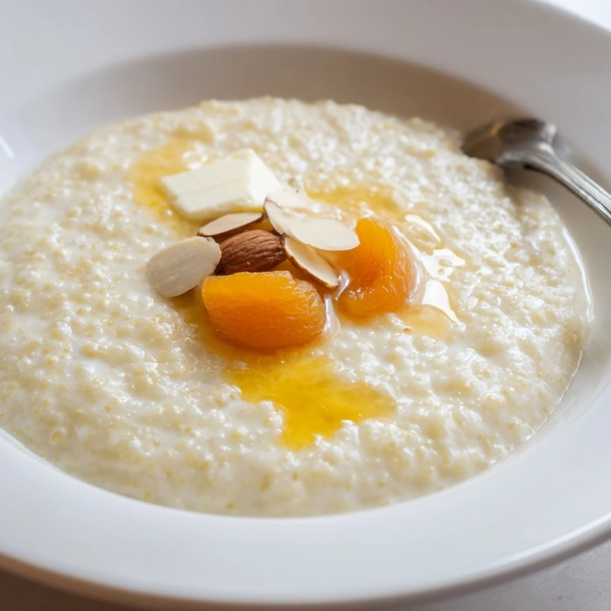 Creamy Maize Porridge steaming in a bowl, topped with butter.