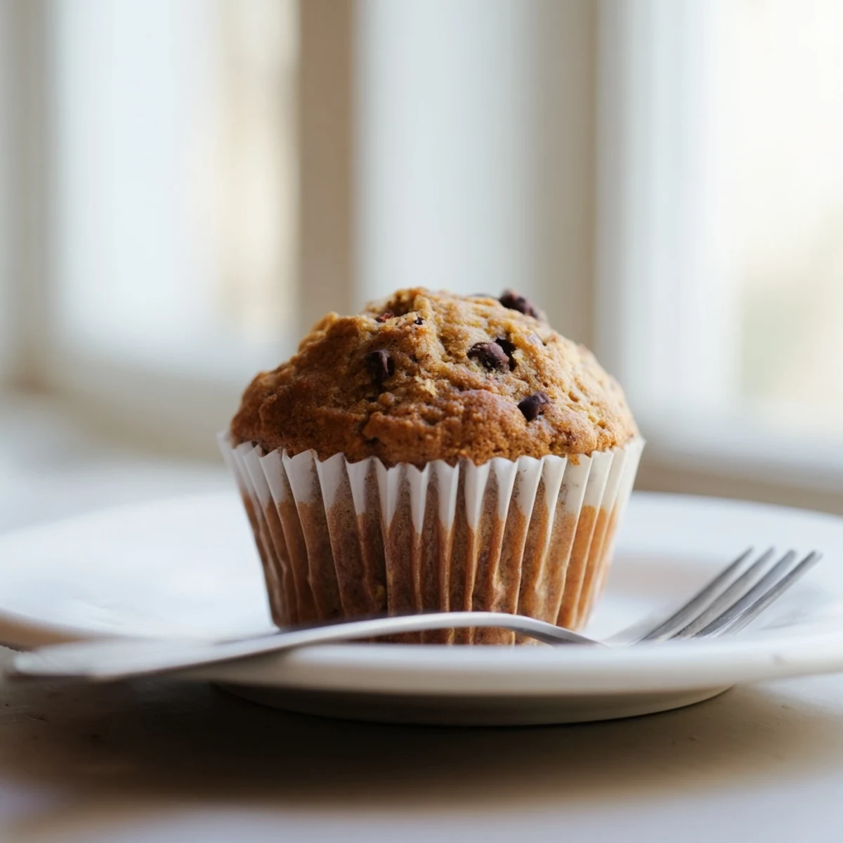 Moist Peanut Butter Banana Muffins split open revealing fluffy texture and peanut butter swirls inside