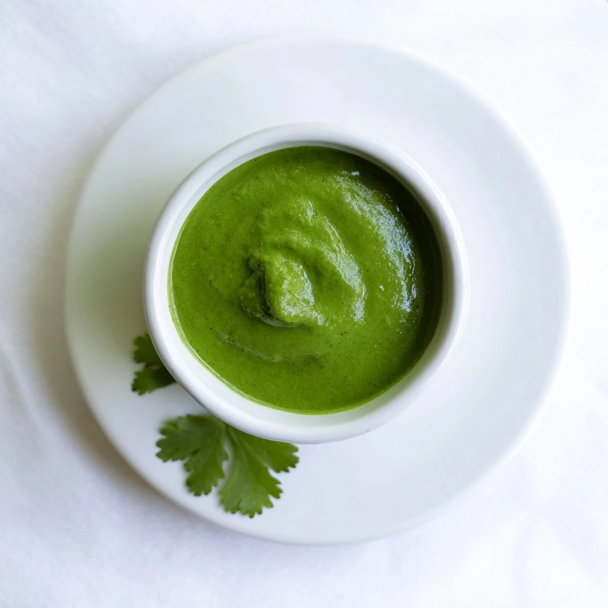 Thick velvety aji verde Peruvian green sauce served alongside crispy golden french fries