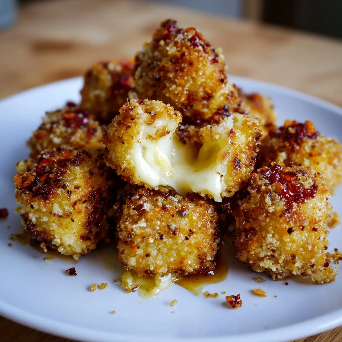 Irresistible Crispy Mozzarella Poppers With Maple Glaze: golden, crunchy bites dripping warm glaze