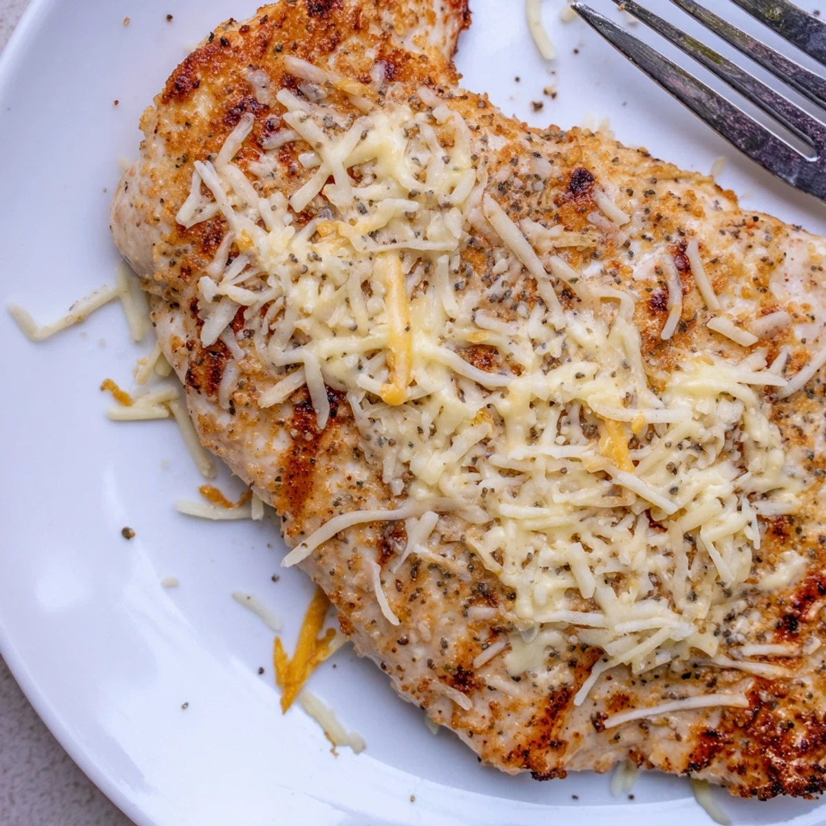 Serve Longhorn Steakhouses Parmesan Crusted Chicken resting, juicy interior paired with mashed potatoes