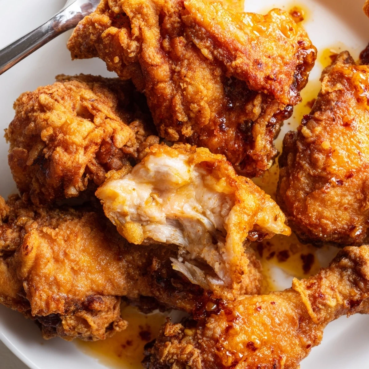 Spicy Honey Butter Fried Chicken tossed hot from skillet, juicy, crackling crust