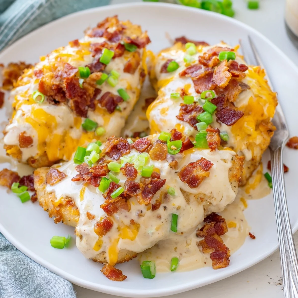 Savory baked crack chicken smothered in velvety cream cheese sauce ready for a weeknight dinner