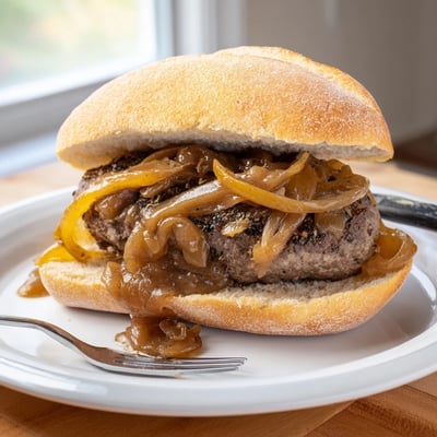Smothered Hamburger Steak Sandwiches