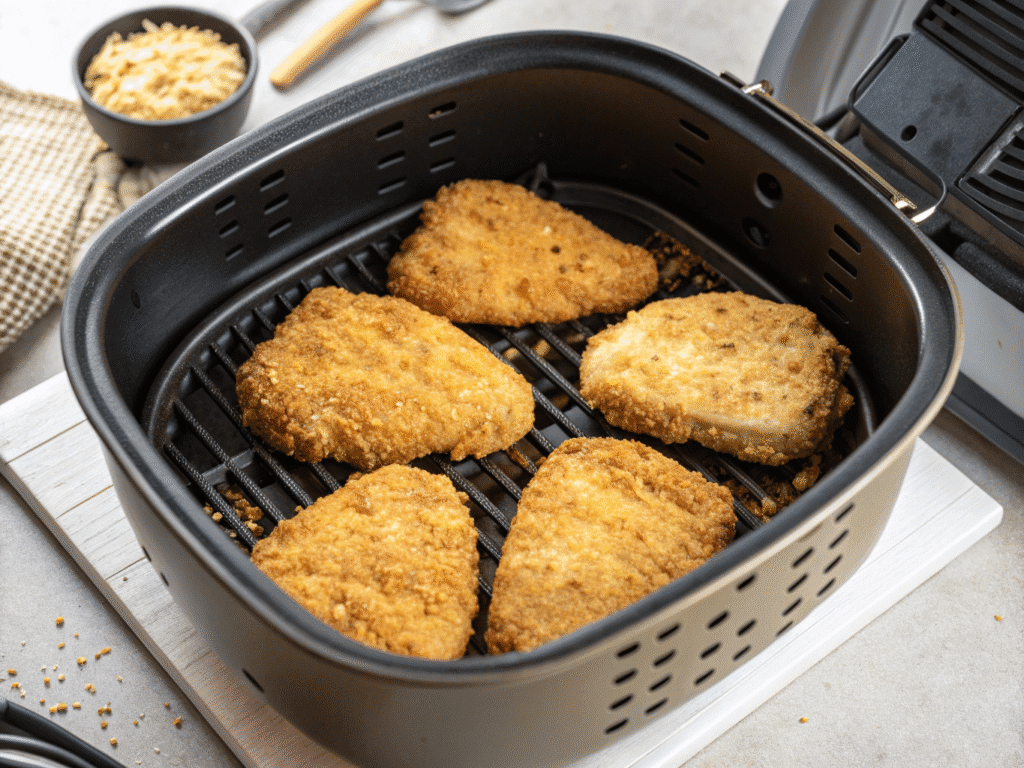 Chicken cutlets in air fryer basket